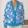 Blue Daisy Floral Motif for Vacation Layering and Casual Autumn Date Style for Women All-over Print Knitted Cardigan - 2