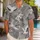White Crane Geometric Botanicals for Resort Travel, Island Evenings, and Gifting Hawaiian Shirt - 1