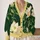 Emerald Lotus Botanicals for Enchanted Halloween Cosplay and Everyday Layering All-over Print Knitted Cardigan - 2