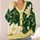 Emerald Lotus Botanicals for Enchanted Halloween Cosplay and Everyday Layering All-over Print Knitted Cardigan - 4