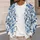 Blue White Damask Floral Motifs for Spring Gatherings and Everyday Layering Women All-over Print Knitted Cardigan - 5