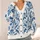 Blue White Damask Floral Motifs for Spring Gatherings and Everyday Layering Women All-over Print Knitted Cardigan - 4