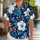 Navy Hibiscus Couple Floral Matching Outfit for Tropical Vacations and Resort Getaways Hawaiian Shirt - 1