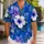 Blue Purple Floral Family Vacation Outfits for Matching Beach Holidays and Resort Trips Hawaiian Shirt - 1