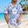 Blue White Tropical Florals for Golf Getaways and Resort Vacation Couple Outfits Hawaiian Shirt - 6