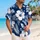 Navy White Hibiscus Tropical Couple Resort Style for Beach Vacations and Honeymoons Hawaiian Shirt - 6
