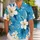 Blue Hibiscus Floral Beach Couple Style for Tropical Vacations and Island Getaways Hawaiian Shirt - 1