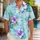 Aqua Plumeria Floral Beach Style for Tropical Vacations and Island Getaways for Couples Hawaiian Shirt - 1