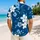 Navy Plumeria Couple Flowers for Tropical Vacations, Resort Getaways, and Honeymoons Hawaiian Shirt - 2