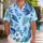 Navy Palm Leaf Matching Vacation Outfit for Couples at Coastal Getaways and Cruises Hawaiian Shirt - 1