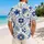 Blue Mediterranean Tile Motifs for Couples’ Santorini Vacation Resort Holiday Style Hawaiian Shirt - 2