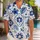 Blue Mediterranean Tile Motifs for Couples’ Santorini Vacation Resort Holiday Style Hawaiian Shirt - 1