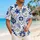 Blue Mediterranean Tile Motifs for Couples’ Santorini Vacation Resort Holiday Style Hawaiian Shirt - 6