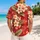 Red Plumeria Blossoms for Tropical Vacations and Island Getaways, Men’s Resort Style Hawaiian Shirt - 2