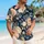 Navy Rose Bouquet Garden Style for Resort Vacations and Mother Daughter Matching Hawaiian Shirt - 6