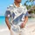 Blue Ocean Shark and Whale Shark Motifs for Coastal Vacation Lounging and Beach Days Hawaiian Shirt - 6
