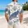 Blue Ocean Shark and Whale Shark Motifs for Coastal Vacation Lounging and Beach Days Hawaiian Shirt - 2