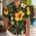 Golden Hibiscus And Palm Botanicals For Beach Getaways And Matching Couple Vacations Hawaiian Shirt - 1