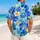 Blue and Gold Tropical Flowers for Beach Vacations and Family Island Getaways in Summer Hawaiian Shirt - 2