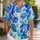 Blue and Gold Tropical Flowers for Beach Vacations and Family Island Getaways in Summer Hawaiian Shirt - 1