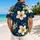 Navy Gold Tropical Florals For Resort Getaways And Couples Vacation Wardrobe Style Hawaiian Shirt - 2