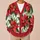 Red Poinsettia And Green Leaf Holiday Motifs For Festive Everyday Layering For Women All-over Print Knitted Cardigan - 6