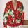 Red Poinsettia And Green Leaf Holiday Motifs For Festive Everyday Layering For Women All-over Print Knitted Cardigan - 2