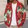 Red Poinsettia And Green Leaf Holiday Motifs For Festive Everyday Layering For Women All-over Print Knitted Cardigan - 5