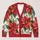 Red Poinsettia And Green Leaf Holiday Motifs For Festive Everyday Layering For Women All-over Print Knitted Cardigan - 1