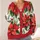 Red Poinsettia And Green Leaf Holiday Motifs For Festive Everyday Layering For Women All-over Print Knitted Cardigan - 4