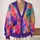 Vivid Purple Rainbow Colorwash For Autumn Vacation Layering And Everyday Women’s Style All-over Print Knitted Cardigan - 2