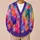 Vivid Purple Rainbow Colorwash For Autumn Vacation Layering And Everyday Women’s Style All-over Print Knitted Cardigan - 6