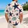 Navy Red Star Motifs for Matching Father Son Vacation Outfits and Family Holidays Hawaiian Shirt - 2