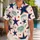 Navy Red Star Motifs for Matching Father Son Vacation Outfits and Family Holidays Hawaiian Shirt - 1