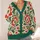 Vintage Red and Green Floral Motifs for Everyday Layering, Women's Country Style Wardrobe All-over Print Knitted Cardigan - 4