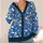 Blue Floral Garden Motif for Everyday Layering and Relaxed Weekend Style Outfits All-over Print Knitted Cardigan - 4