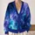 Indigo Nebula Cosmos for Autumn Layering and Vacation Evenings, Women's Celestial Style All-over Print Knitted Cardigan - 2
