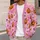 Pink Jack-O'-Lantern Stars For Autumn Parties, Cozy Layering, And Fall Vacations All-over Print Knitted Cardigan - 5