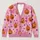 Pink Jack-O'-Lantern Stars For Autumn Parties, Cozy Layering, And Fall Vacations All-over Print Knitted Cardigan - 1