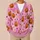 Pink Jack-O'-Lantern Stars For Autumn Parties, Cozy Layering, And Fall Vacations All-over Print Knitted Cardigan - 6