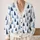 Blue Evergreen Trees and Snow Dots for Winter Gatherings and Cozy Everyday Style for Women All-over Print Knitted Cardigan - 2
