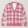 Soft Pink Windowpane Plaid Layers For Everyday Spring Style And Weekend Gifting All-over Print Knitted Cardigan - 1