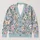Pastel Dogwood Blossoms on Sky Blue for Spring Layering, Feminine Everyday Style All-over Print Knitted Cardigan - 1