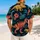 Neon Dinosaur Beach Vacation Style for Men, Retro Tropical Island Holiday Wear Hawaiian Shirt - 2