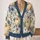 Blue Florals and Golden Pumpkins for Autumn Gatherings and Everyday Layering for Women All-over Print Knitted Cardigan - 2