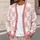 Blush Pink Gingham Checks for Everyday Layering and Workwear Style for Modern Women All-over Print Knitted Cardigan - 5