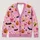Pink Halloween Bats Pumpkins And Bows For Festive Autumn Gatherings And Parties Women All-over Print Knitted Cardigan - 1