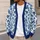 Blue and White Floral Damask Motifs for Relaxed Weekend Layering and Everyday Style All-over Print Knitted Cardigan - 5