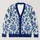 Blue and White Floral Damask Motifs for Relaxed Weekend Layering and Everyday Style All-over Print Knitted Cardigan - 1