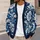 Navy Blue Floral Damask Motif for Everyday Layering and Office-to-Weekend Women's Style All-over Print Knitted Cardigan - 5